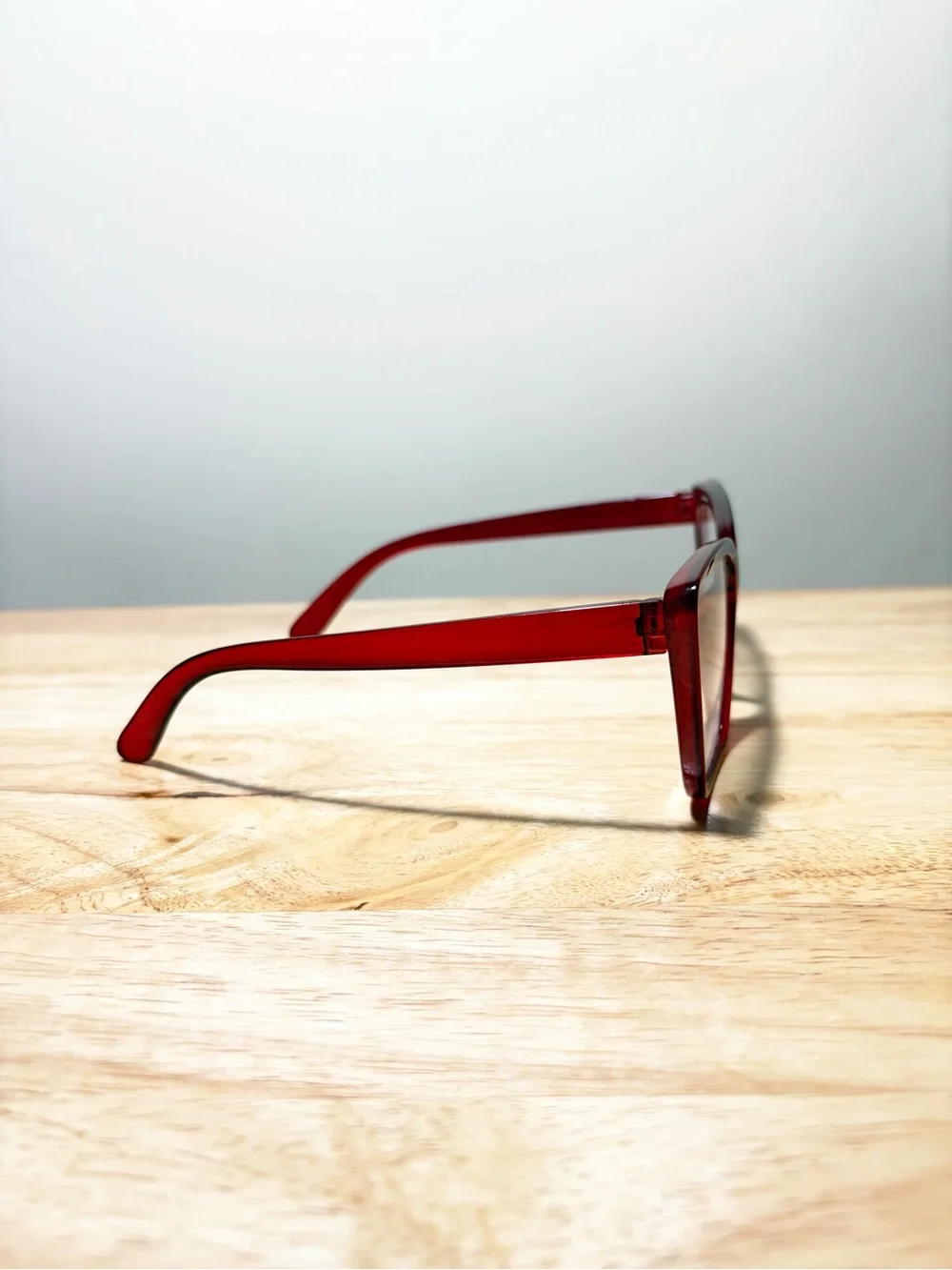 Cherry Red Glossy Translucent Cat Eye Fashion Glasses